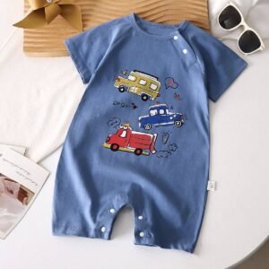 Boys short cotton romper (little driver)