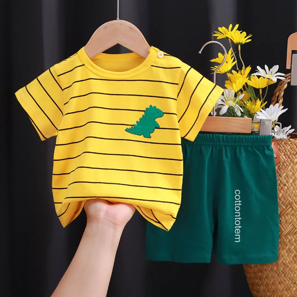 rawr top & short (yellow & green)