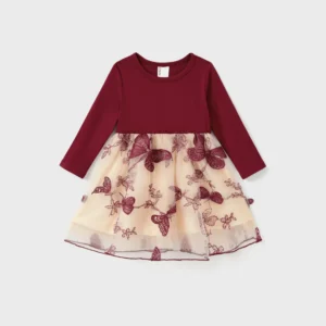 Home patpat baby dress burgundy tulle
