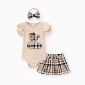 patpat baby romper beige bear set