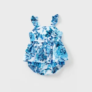 patpat baby romper blue flora