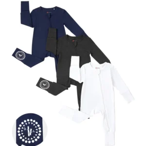 patpat baby romper dark blue zipper solid set
