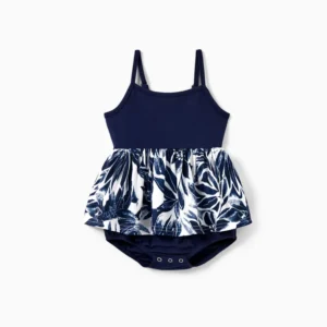 patpat baby romper deep blue flora