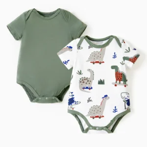 patpat baby romper green dino set