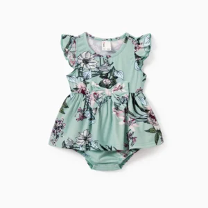 patpat baby romper light green flora