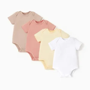 patpat baby romper pale yellow solid set