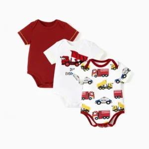 Home patpat baby romper red truck set