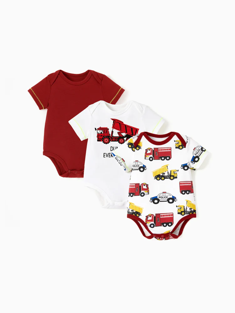patpat baby romper red truck set patpat baby romper red truck set