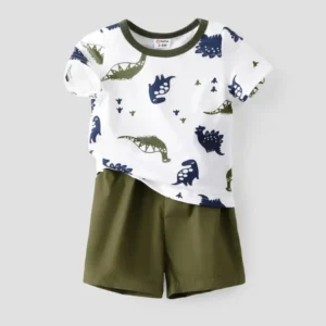 patpat baby short army green dino set