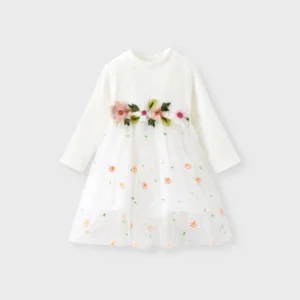 patpat baby white ribbed dress