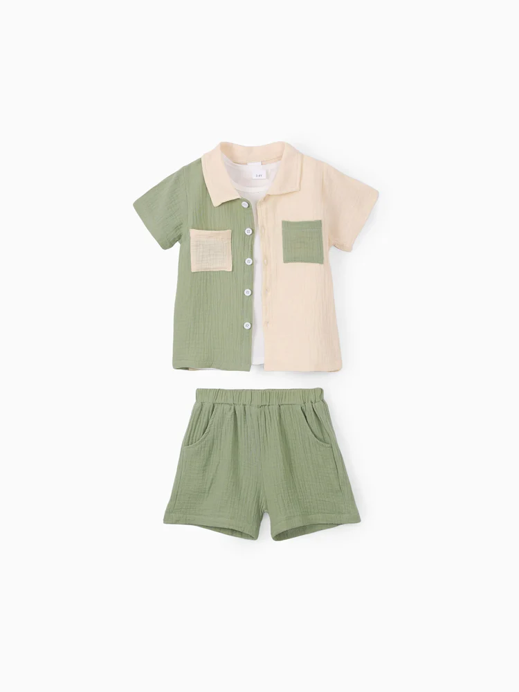 patpat toddler short color textured set