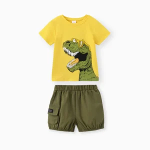 Home patpat toddler short dino yellow set